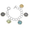 Delatori Medallion Charm Bracelet with Druzy, Quartz, Turquoise