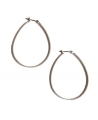 A simple touch can take your look a long way. These hot hoop earrings by Lucky Brand feature an oblong shape crafted in silver tone mixed metal. Approximate diameter: 1-3/4 inches.