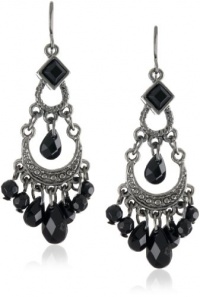 1928 Jewelry Jet and Onyx-Colored Hues Crescent Chandelier Earrings