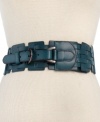 Make a style statement with this faux leather stretch belt from Steve Madden that adds eye-catching detail to any outfit.