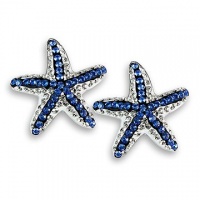 Ashley Arthur .925 Silver Crystal Sapphire Stunning Starfish Earrings Made with Swarovski Elements