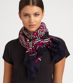 A puckered up lip print and bold stripes lend a flirty touch to this ultra-soft wool wrap.Wool43 X 63Dry cleanImported