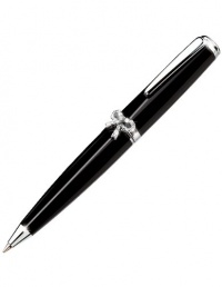 Jorg Gray Ballpoint Pen with Swarovski Crystal Bow Accent - Black Lacquer Finish