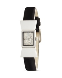 Tuxedo dressing gets a kate spade new york twist with this stainless steel watch, punctuated by a bold bow. When the occasion calls, it's never fashionably late.