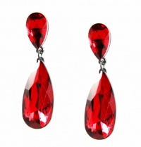 Style&co. Earrings, Hematite-Tone Metal with Red Crystals Double Teardrop Earrings