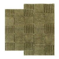 Chesapeake 2-Piece Checkerboard 21-Inch by 34-Inch and 24-Inch by 40-Inch Bath Rug Set, Peridot