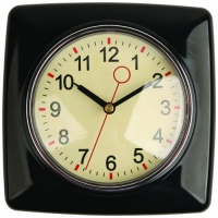 Kikkerland Retro Kitchen Wall Clock, Black