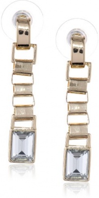 Anne Klein Bennet Gold-Tone Crystal Square Linear Drop Earrings