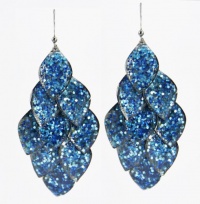 Style&co. Earrings, Hematite Tone Blue Glitter Leaf Chandelier Dangle Earrings