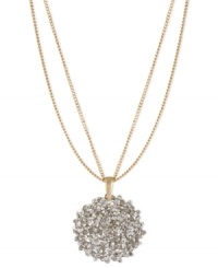 Put on a dazzling display with this pendant necklace from Kenneth Cole New York. Crafted from gold-tone mixed metal, the chains come together to suspend a sparkling cluster of silver-colored faceted beads. Approximate length: 16 inches + 3-inch extender. Approximate drop: 2 inches.