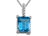 Genuine Blue Topaz Pendant by Effy Collection® in 14 kt White Gold