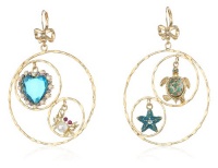 Betsey Johnson Jewels of the Sea Turtle and Crystal Heart Gypsy Hoop Earrings