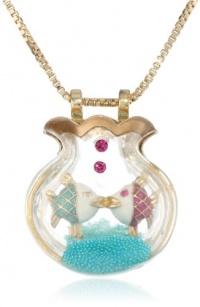 Betsey Johnson Jewels of the Sea Fish Bowl Long Pendant Necklace, 33