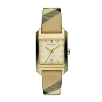 Burberry BU1582 Women's Nova Check Strap Gold Tone Square Dial Watch