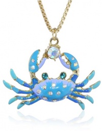 Betsey Johnson Jewels of the Sea Crab Pendant Necklace, 21