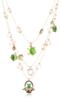 Betsey Johnson Walk in the Park Frog Basket Multi-Charm Illusion Necklace, 19