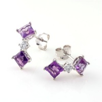 3.25 CT 2-Stone Purple Amethyst Earrings In Sterling Silver