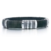 J.Goodman Sterling Silver/Black Leather Black Diamond Bracelet