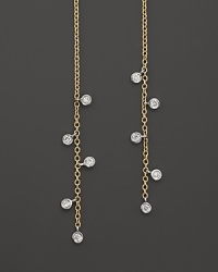 Faceted diamonds punctuate slim 14K yellow gold drops. By Meira T.