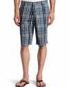 Kenneth Cole New York Mens Flat Front Plaid Short,Sailor Blue Combo,30