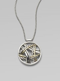 From the Papyrus Collection. Smooth and cabled curves of sterling silver & 18k gold intertwine within a circle strung from a box chain necklace.Sterling silver 18k gold Adjustable chain, about 17-18 Pendant length, about ¾ Lobster clasp Imported