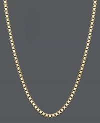 Chic style in a simple layer. Necklace features a hollow box link chain crafted in 14k gold. Approximate length: 24 inches. Approximate width: 1.4 mm.