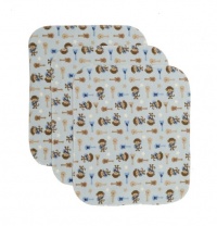 Carter's 3 Count Keep Me Dry Flannel Lap Pads, Monkey Rock Star