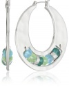 Kenneth Cole New York Urban Sea Glass Faceted Bead Sculptural Hoop Earrings