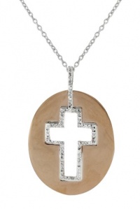 Effy Jewlery 14K White and Rose Gold Diamond Cross Pendant, .37 TCW