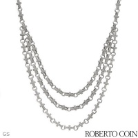 Roberto Coin 18K White Gold 0.01 CTW Ruby and 0.19 CTW Color G-H VS1-VS2 Diamond Ladies Necklace. Length 18.5 in. Total Item weight 64.5 g.