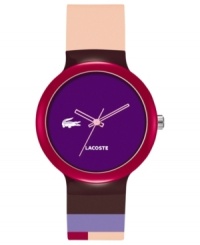 A bright color combo creates a sporty unisex watch from Lacoste's Goa collection.