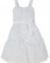 Ruby Rox Kids Girls 7-16 Eyelet With Ribbon Dress, White, 14