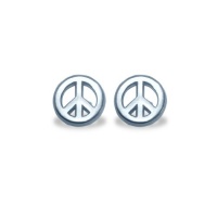 Alex Woo Mini Additions Sterling Silver Peace Sign Earrings