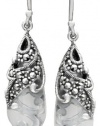 Sterling Silver Marcasite and Colored Glass Teardrop Earrings