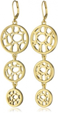 T Tahari Essential Gold Tone Triple Open Work Circle Drop Earrings