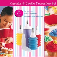 CostMad TM 8 Piece Baking Cupcake Birthday Wedding Party Kids Cake Cookie Cake Decorating Multi Coloured Frosting Icing Desert Gift Set