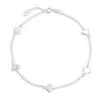 Bling Jewelry Sterling Silver Heart Link Ankle Bracelet