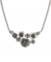 Pick some flowers this season. 2028's bib necklace features a bouquet of detailed floral pendants. Crafted in silver tone mixed metal. Approximate length: 16 inches + 3-inch extender. Approximate drop: 2-1/2 inches.