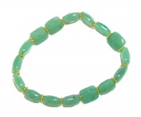 Rachel Reinhardt Nicole 14k Gold Plated Stretch Gemstone Bead Bracelet with Green Adventurine Faceted Stones