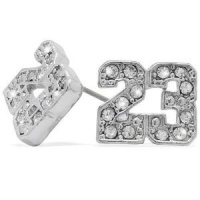 Platinum Iced Silver Finish Cz Michael Jordan Number #23 NBA Stud Earrings