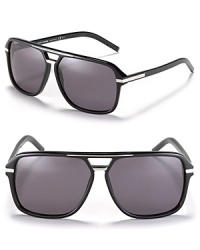 Hit the beach in sleek black navigator sunglasses with a double bridge design from Dior.