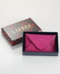 The perfect little something for someone dear, this posh card case makes the perfect present. Luxe leather is elegantly embossed with signature detailing and presented in an exquisite gift box with a festive Lauren Ralph Lauren logo.