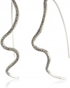 Judith Jack Fluidity Sterling Silver and Marcasite Swirl Thread Thru Swirl Hoop Earrings