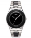 Classic styling with cool black ceramic lends a stunning look to this Black Ceramic collection Swatch timepiece.