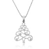 White Sapphire Christmas Tree Necklace in Sterling Silver