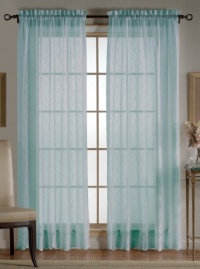 Beacon Looms Wavy Diamonds 52-inch-by-84-inch Sheer Embroidered Single Panel, Blue