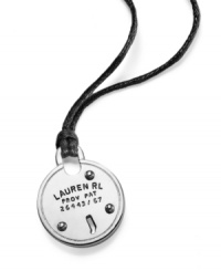 The key to looking good? That would be this lock pendant from Lauren by Ralph Lauren. A black cord suspends the pendant, which is crafted from silver-tone mixed metal. Item comes packaged in a signature Lauren by Ralph Lauren Gift Box. Approximate length: 18 inches + 2-inch extender. Approximate drop: 1 inch.