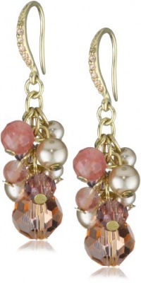 Carolee Rose Colored Glow Gold-Tone Amethyst and Rose Cluster Bead Earrings