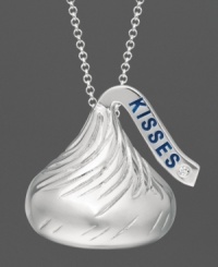 Dress up with your favorite sweet treat! Hershey's Kiss flat pendant crafted in sterling silver and diamond accents. Approximate length: 16 inches + 2-inch extender. Approximate drop: 3/4 inch.