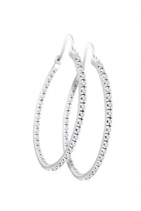 Studio 925 Hula Hoop White CZ Pave Sterling Silver Hoop Earrings